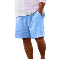 Vászon rövidnadrág nagy és magas, férfi vászon rövidnadrág alkalmi Rugalmas derék húzózsinór nyári strand rövidnadrág,