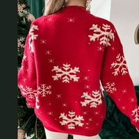 symoid női pulóverek-Legénység nyak laza temperamentum Hosszú ujjú karácsonyi Kötött felső Piros S