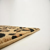 Egyedi Szövőszék Leopard Wildlife Szőnyeg Világosbarna Fekete 6' 1 Square Animal Print Kortárs Tökéletes Étkező Nappali