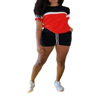 Wassery Női Loungewear szett kontraszt színű rövid ujjú felsők és futó rövidnadrág jóga Activewear nyári alkalmi edzés