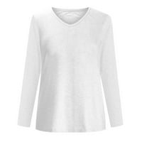 Ecqkame Női alap pólók Clearance Női Divat Alkalmi nyomtatás V-nyakú Hosszú ujjú póló pulóver felsők Fehér L