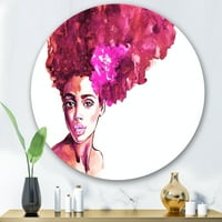 Designart 'afro-amerikai nő portréja Vi' Modern kör fém fali művészet-lemez 29