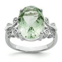Primal ezüst ezüst ródium zöld kvarc és gyémánt gyűrű