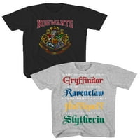 Harry Potter Boys Roxfort Ház grafikus póló, 2-Pack, Méret 4-18