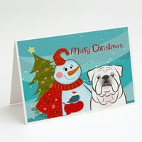 Caroline kincsei hóember angol Bulldog Karácsonyi üdvözlőlapok borítékokkal, 5 7