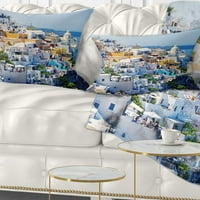 Designart kilátás a Fira Town Santorini -ra - Absztrakt dobás párna - 12x20
