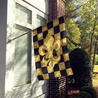 Caroline kincsei 8197-zászló-szülő fekete-arany Fleur De lis kockás zászló, Többszínű