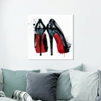 A Wynwood Studio Fashion and Glam Wall Art vászon nyomtatványok „Red Pumps” cipője - fekete, piros