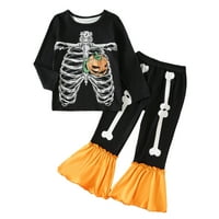 Kisgyermek kislány Halloween ruhák csecsemő csontváz Pulóver felsők Flare nadrág őszi téli ruhák szett 0-3t