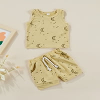Canrulo nyári csecsemő baba lányok fiúk ruhák csillag és Hold nyomtatás ujjatlan mellény felsők + rövidnadrág szett
