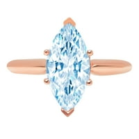 2.5 ct marquise vágott kék szimulált gyémánt 14K rózsa arany évforduló eljegyzési gyűrű mérete 3.5
