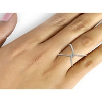 JewelersClub Sterling Silver Criss Cross Ring - 0. Karátfehér gyémánt gyűrű. Sterling ezüst gyűrű - Valódi gyémánt