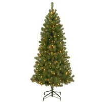 Nemzeti Fa Társaság Előre Megvilágított Mesterséges Teljes Karácsonyfa, Zöld, Kanadai Fenyő Grande, Fehér Fények, Állványt