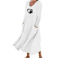 Zunfeo ruhák nőknek-Crewneck laza illeszkedés kényelmes pamut vászon zsebbel A-line ruha Új Érkezés Ruha Clearance