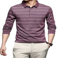 Lumento póló férfiaknak Hosszú ujjú alkalmi Blúzok felső színkontraszt csík alap gombos ingek