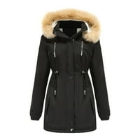 Sngxgn női könnyű kapucnis kabát alkalmi Sherpa kabátok meleg felsőruházat téli kabátok nőknek, Fekete, S méret