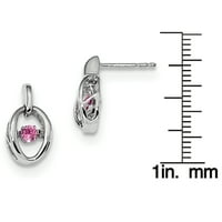 Primal ezüst ezüst ródium bevonatú létrehozott rózsaszín turmalin Birthstone élénk fülbevaló