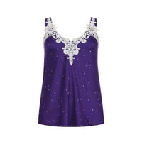 Szexi Női Tartály felsők nyári divat kontraszt színű csipke v nyakú Camisole Női alkalmi laza Rakott Flowy Party ruha