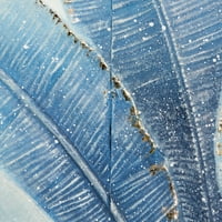 DecMode kék Fém kézzel készített pálmalevél fali dekoráció fehér hátlappal
