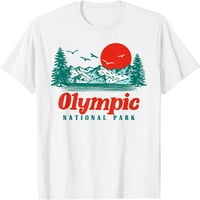 Retro Olimpiai Nemzeti Park Hegyi Fák & Nap Grafikus Póló