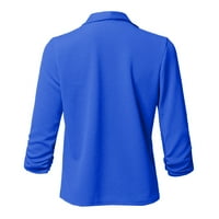 női kabát női szilárd Nyitott első kardigán Hosszú ujjú blézer alkalmi kabát kabát női blézer öltöny kabát Kék + XL