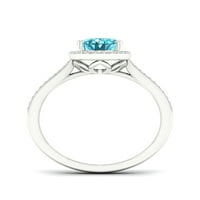 Imperial drágakő 10k fehér arany ovális vágott svájci kék topáz CT tw gyémánt Halo női gyűrű