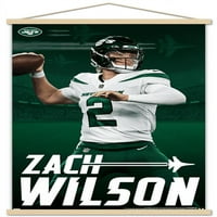 New York Jets-Zach Wilson fali poszter fa mágneses kerettel, 22.375 34