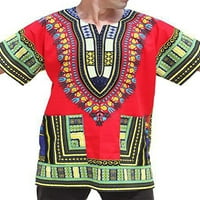 Paille férfi Dashiki póló törzsi Fesztivál pólók afrikai nyomtatás nyári felsők Bohemian Beach Tee Red 3XL