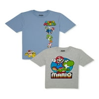 Super Mario Boys grafikus pólók rövid ujjú, 2-csomag, méretű XS-XXL