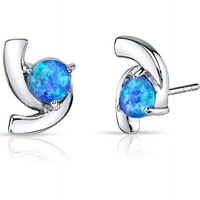 1. ct kerek létrehozott kék opál fülbevaló ezüst