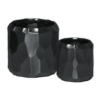 Kerámia hengeres edény széles szájjal és dombornyomott szabálytalan mintákkal Design test két matt felületű Fekete