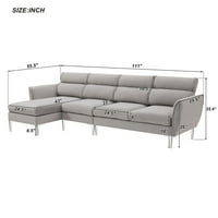 Modern 111 kabrió szekcionált kanapé kanapé, flanel L-alakú kárpitozott kanapé szett kanapéval bal jobbkezes Chaise,