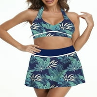 Molett női Tankini szett kétrészes fürdőruha fürdőruha pántos virágos Bikini Párnázott Beachwear úszás fürdő mellény