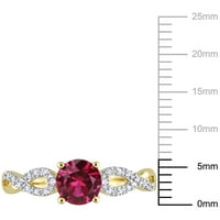 Miabella női CT létrehozott Ruby CT gyémánt 10kt sárga arany végtelen csavar évforduló gyűrű