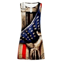 Női alkalmi laza kényelmes Tank ruha Clearance Ujjatlan amerikai zászló nyomtatott nyári Függetlenség Napja ing kulcslyuk