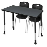Kee 48 24 állítható magasságú mobil tantermi asztal-szürke & Andy 18-in Stack székek-Fekete