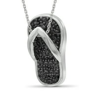 JewelersClub fekete gyémánt akcentus ezüst flip flop medál