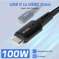 Városi USB C-USB C kábel 3.3 ft 100W, USB 2. C típusú töltőkábel Gyors töltés SE, iPad Pro , iPad Air 4, Samsung Galaxy