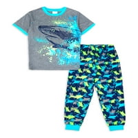 Jellifish gyerekek fiúk rövid ujjú teteje és kocogó nadrág pizsama alváskészlet, méretek 4-16