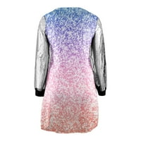 Gotyou Dresses Ladies Sexy Fashion Solid Color Square Neck Splicing Mesh Long Sleeve Printing Dress Summer Dress Pink