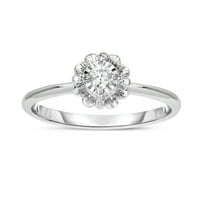 Gyémánt akcentus pasziánsz keret ígéret gyűrű 10 k fehéraranyban