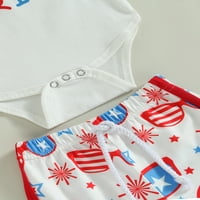 Baby Boys Oufits nyári ruhák levél nyomtatás hazafias Rövid ujjú Romper és USA zászló rövidnadrág szett július 4. 0-18m