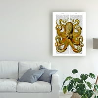 Védjegy Szépművészet 'Vintage Yellow Octopus, Front' Canvas Art készítette Fab Funky