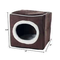 Macska vagy kutya ágy hangulatos barlang zárt kocka kisállat ágy-sötét kávé