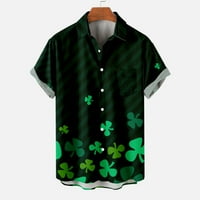 Strand ingek Férfi St. Patrick ' s Day gomb le ing rövid ujjú alkalmi ing Zöld Shamrock nyomtatott Aloha ingek felsők