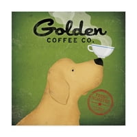 Védjegy képzőművészet 'Golden Coffee Co On Green' vászon művészet Ryan Fowler