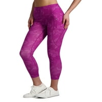 Reebok női nyomtatott Prime Highrise Legging 25 Inseam és oldalsó cipzáras zsebével