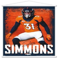 Denver Broncos - Justin Simmons fali poszter mágneses kerettel, 22.375 34