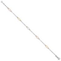 Auriga 14k háromszínű arany ovális Link karkötő nőknek