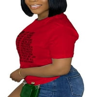 Niuer Női póló Rövid ujjú póló Levélnyomtatás nyári felsők alkalmi pulóver legénység nyak póló Piros XL